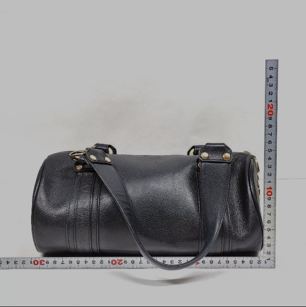 MCM Grained Calfskin Studded Heritage Barrel Bag Black - Picture 3 of 9